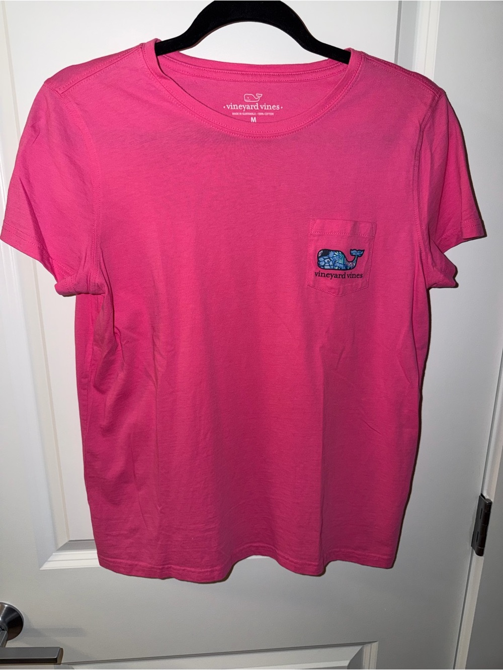 Vineyard Vines Hot Pink Short Sleeve Pocket Tee with Whale Logo Floral